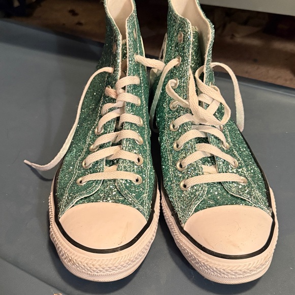 Converse Green Glitter High-Top Sneakers - Picture 5 of 5
